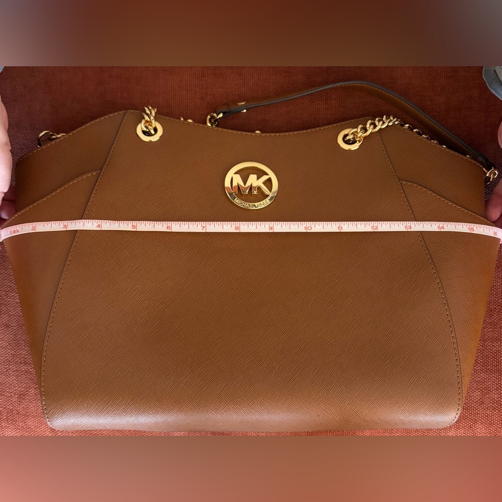 Michael Kors Chocolate Brown Shoulder Bag with Gold Accents - Picture 8 of 9